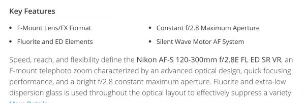 Nikkor 120-300mm f/2.8 начнет продаваться в ближайшее время